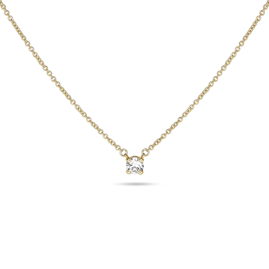 0.20 CT Round Shape Moissanite Diamond Solitaire Necklace in Solid Gold 2