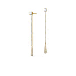 3.0 TCW Round Cut Moissanite Drop Dangler Earrings in Gold 5