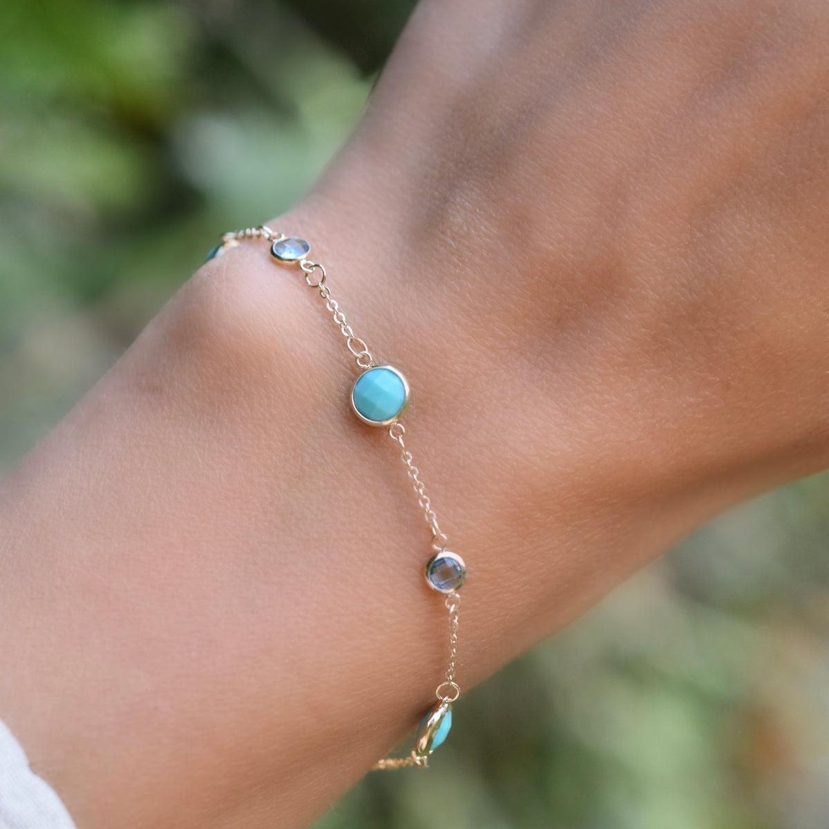 3.7 TCW Round Topaz Lab Made Diamond- December Birthstone Bracelet 3