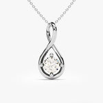 0.50 CT Round Moissanite Diamond Minimalist Pendant Necklace in Solid Gold 2