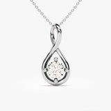 0.50 CT Round Moissanite Diamond Minimalist Pendant Necklace in Solid Gold 2
