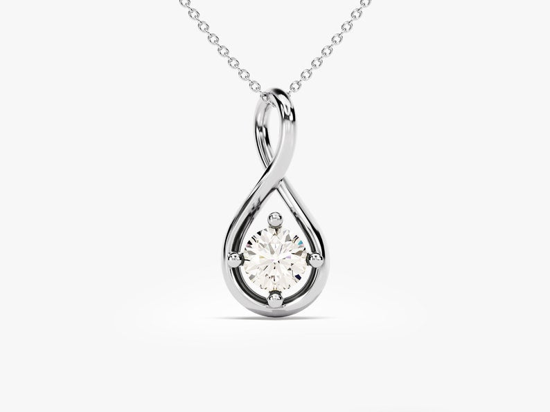 0.50 CT Round Moissanite Diamond Minimalist Pendant Necklace in Solid Gold 2