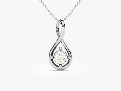 0.50 CT Round Moissanite Diamond Minimalist Pendant Necklace in Solid Gold 2