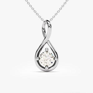 0.50 CT Round Moissanite Diamond Minimalist Pendant Necklace in Solid Gold