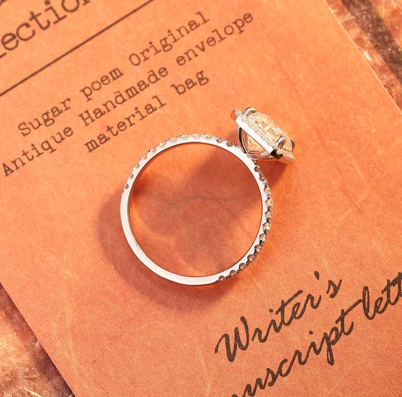 Stunning 3.0 CT Radiant Moissanite Engagement Ring with Halo & Pave Design 8
