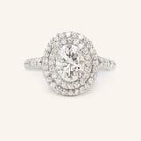 Stunning 1.0 CT Oval  Moissanite Engagement Ring with Double Halo and Pave Design 2
