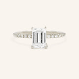 Stunning 1 CT Emerald Moissanite Engagement Ring with Pave Design 3
