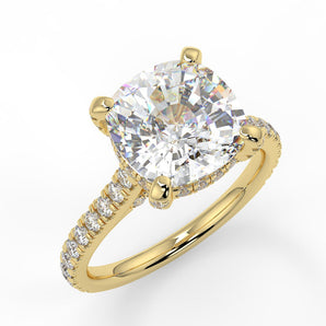 Stunning 2.40 CT Cushion Moissanite Engagement Ring with Hidden Halo & Pave Design