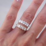 Stunning 0.4 TCW Oval Moissanite Stone with Half Eternity Wedding Band 3