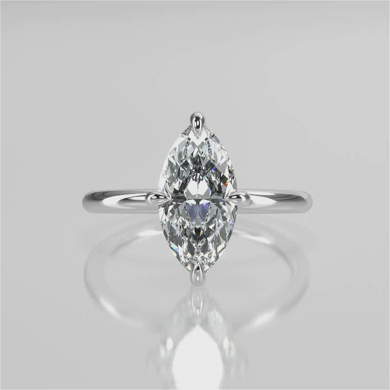 Stunning 1.05 CT Marquise Moissanite Engagement Ring with Hidden Halo Design 4