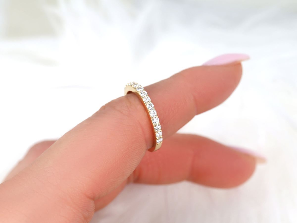 Stunning 0.48 TCW Round Moissanite Stones Half Eternity Wedding Bands 4