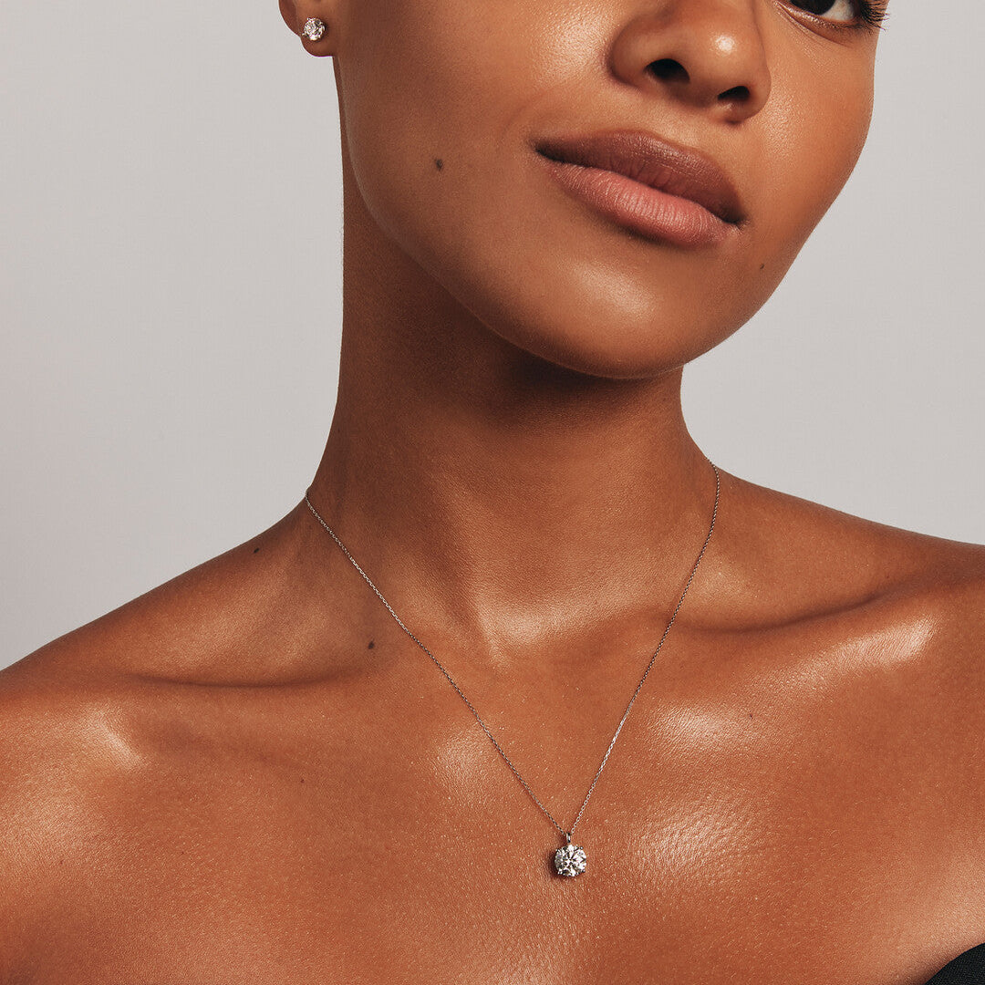 Round Cut Cubic Zirconia in 925 Sterling Silver Necklace 2