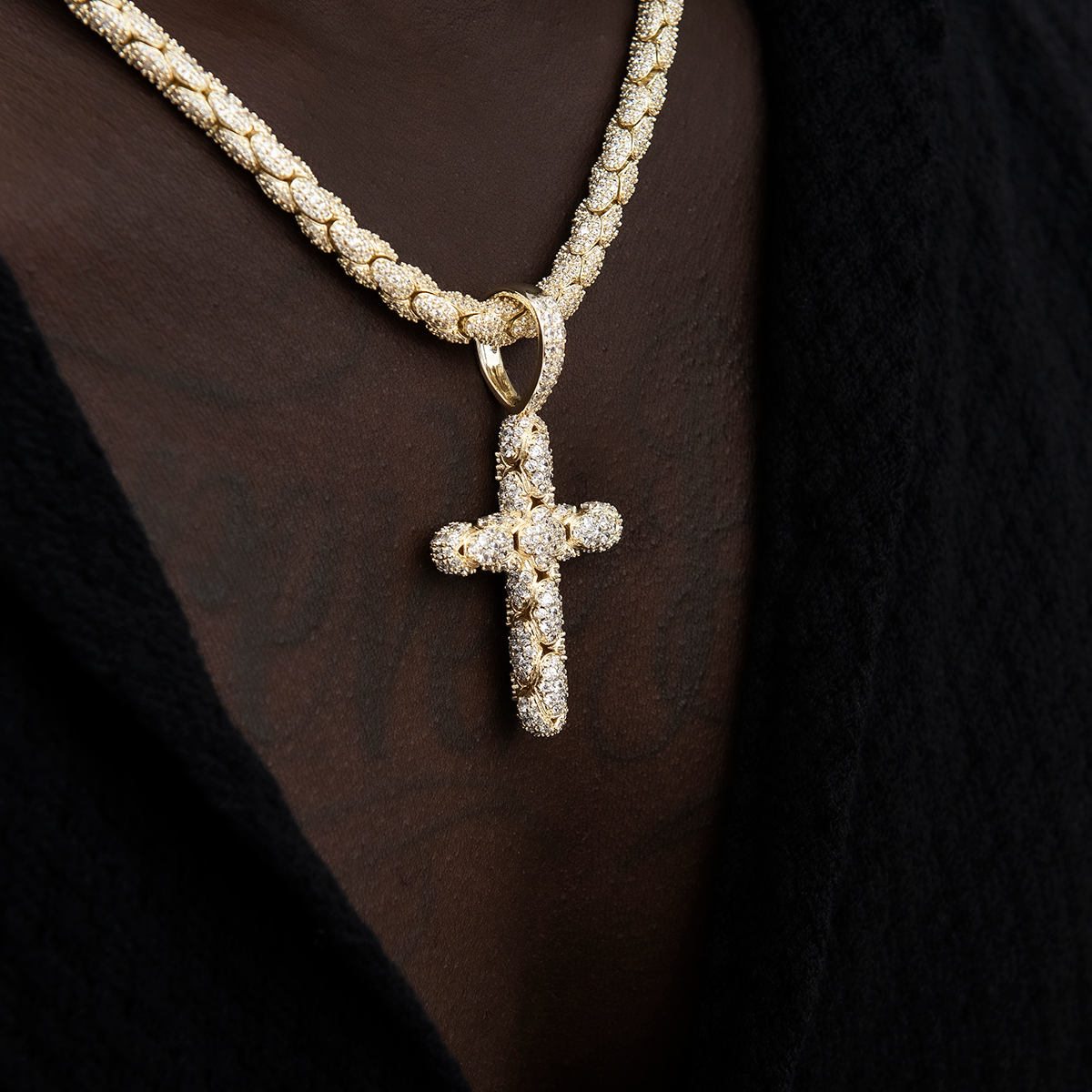 4 CT Round Moissanite Cross Style Silver Pendant for Him 3