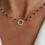 13.5 TCW Round Garnet Lab Made Diamond- January Birthstone Necklace 3