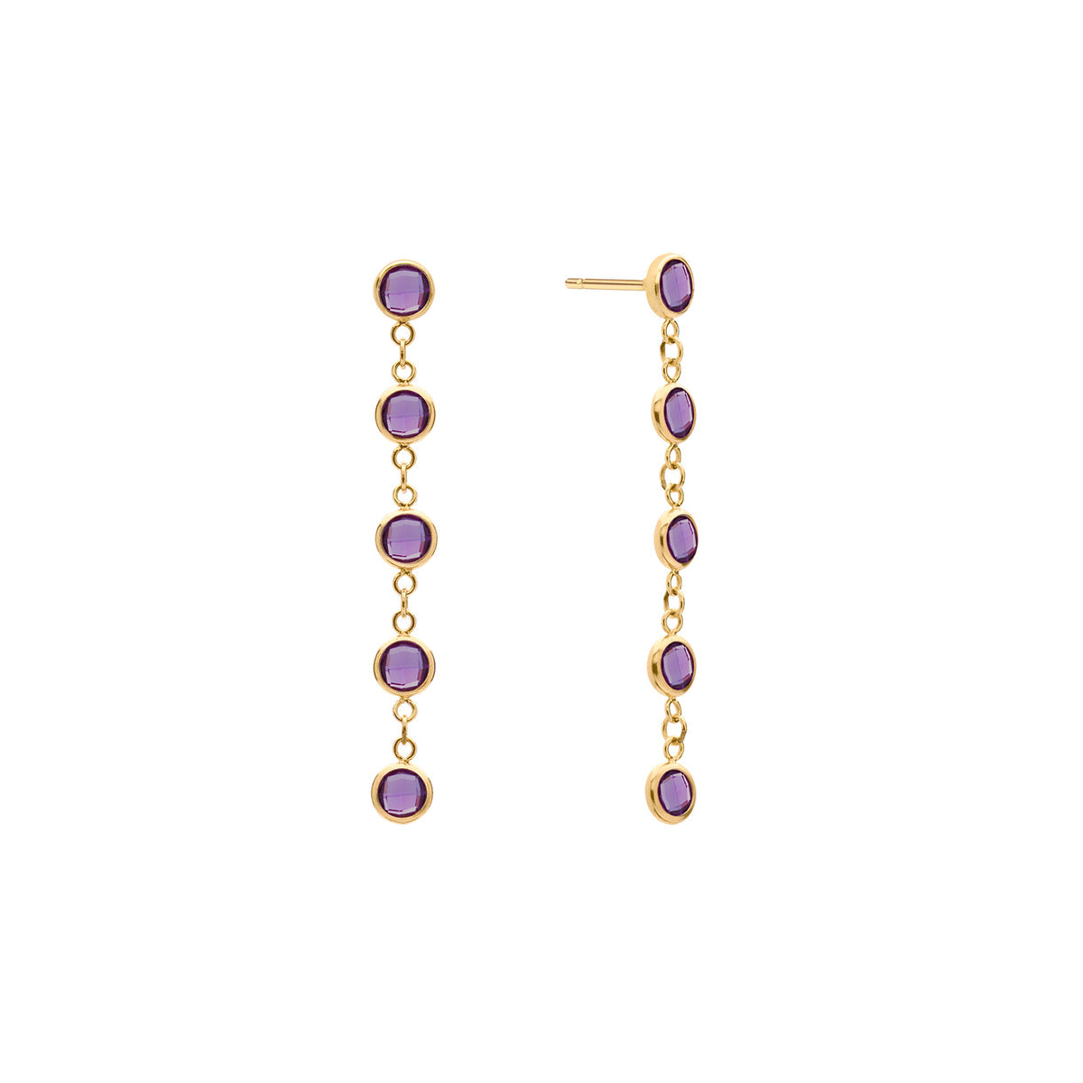 1.25 TCW Round Amethyst Lab Made Diamond- February Birthstone Dangle 1