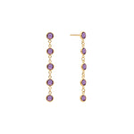 1.25 TCW Round Amethyst Lab Made Diamond- February Birthstone Dangle 1