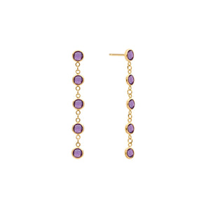 1.25 TCW Round Amethyst Lab Made Diamond- February Birthstone Dangle