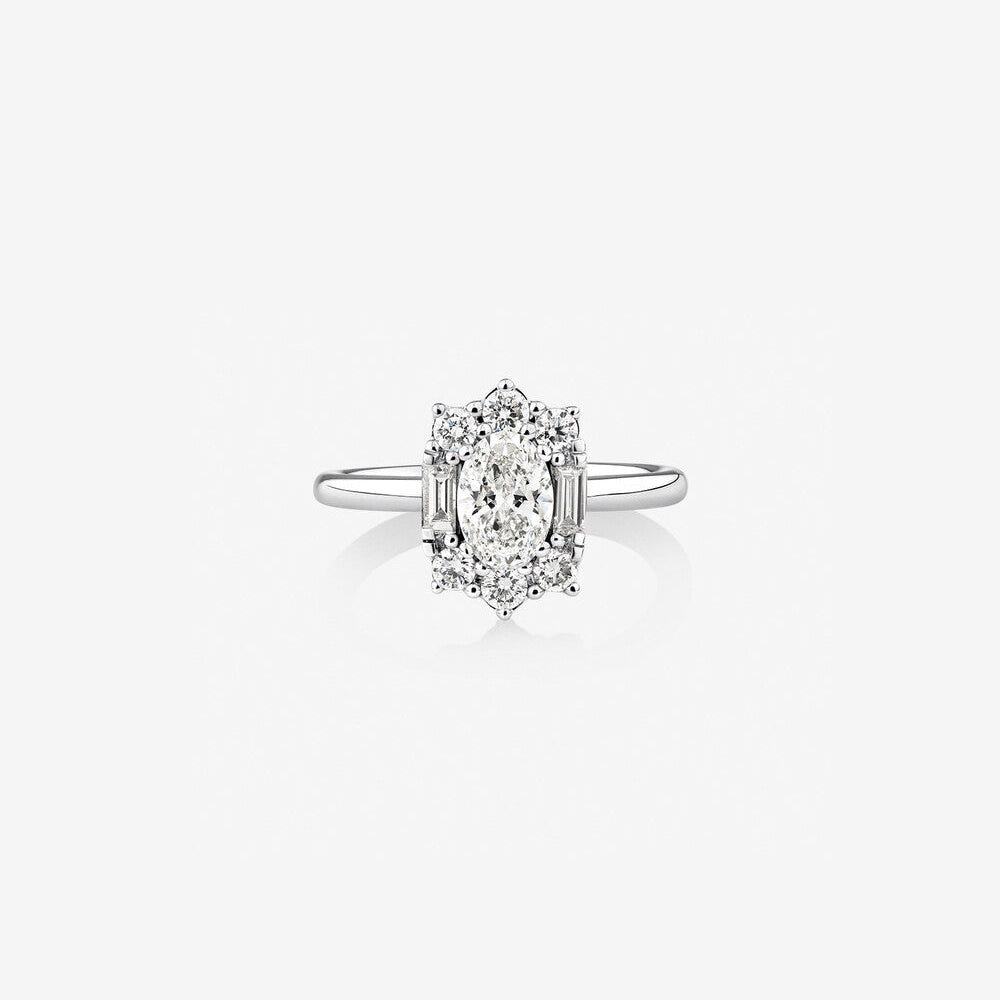 Stunning 0.96 CT Oval Moissanite Engagement Ring In Halo Design 1