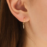0.30 TCW Round Cut Moissanite Tiny Leaf Drop Earrings in Gold 5