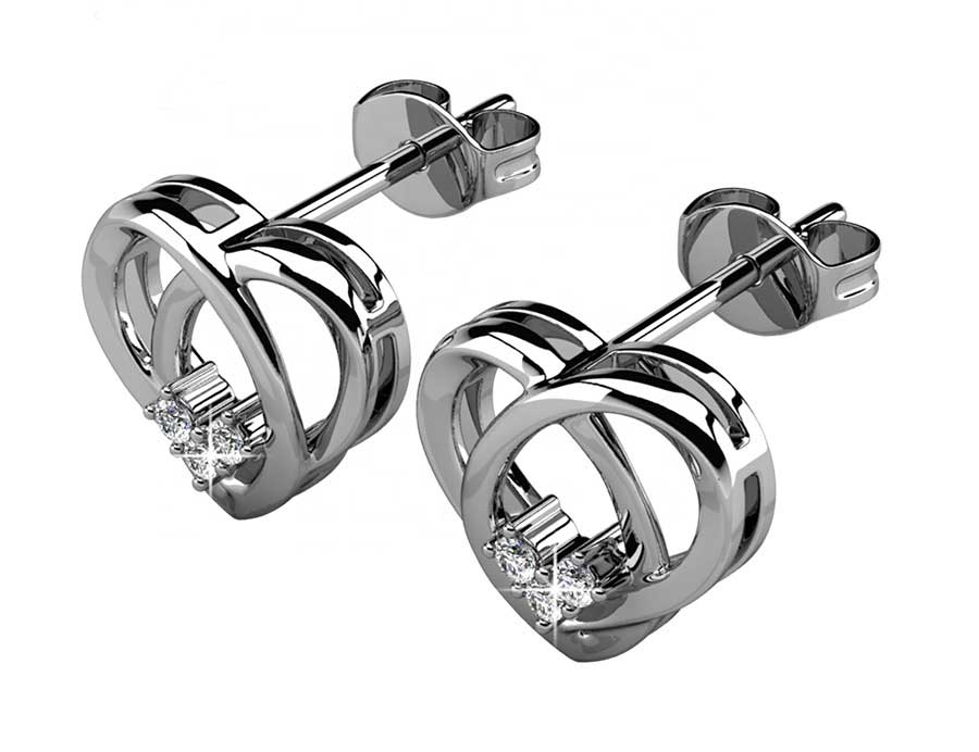 Round Cut Cubic Zirconia in 925 Sterling Silver Earrings 3