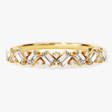 Stunning 0.30 CT Round & Baguette Moissanite Stones Alternative Diamond Wedding Band 1