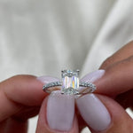 Stunning 2.0 CT Emerald Moissanite Engagement Ring with Pave Design 1