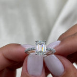 Stunning 2.0 CT Emerald Moissanite Engagement Ring with Pave Design 1