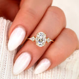 Stunning 2.5 CT Oval Moissanite Engagement Ring with Three Stone Design 6