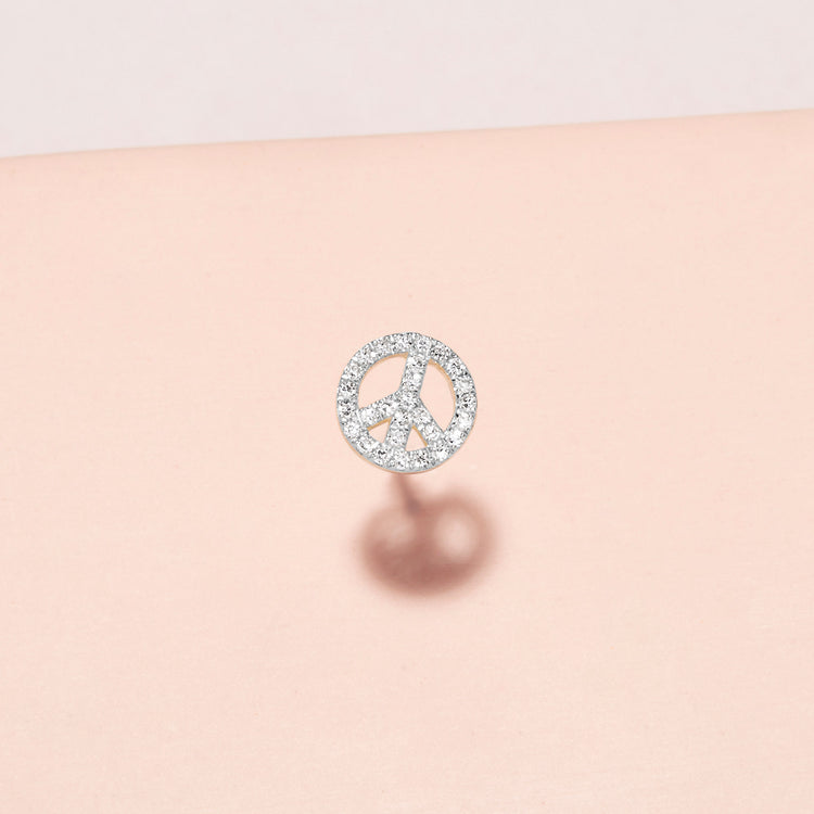 0.88 TCW Round & Baguette Cut Moissanite Peace Out Stud Earrings in Gold 6