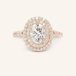 Stunning 1.0 CT Oval  Moissanite Engagement Ring with Double Halo and Pave Design 3