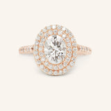 Stunning 1.0 CT Oval  Moissanite Engagement Ring with Double Halo and Pave Design 3