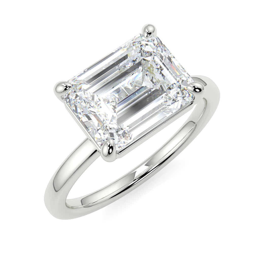 Stunning 2.45 CT East West Emerald Moissanite Engagement Ring with Solitaire Design 5