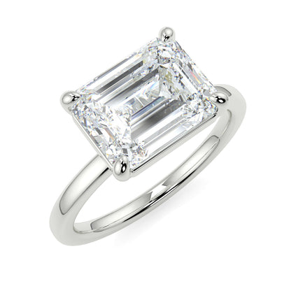 Stunning 2.45 CT East West Emerald Moissanite Engagement Ring with Solitaire Design 5