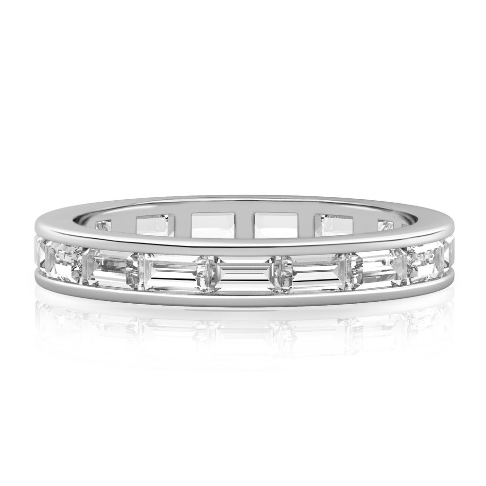 Stunning 0.50 CT Baguette Moissanite Stones Channel Full Eternity Wedding Band 1