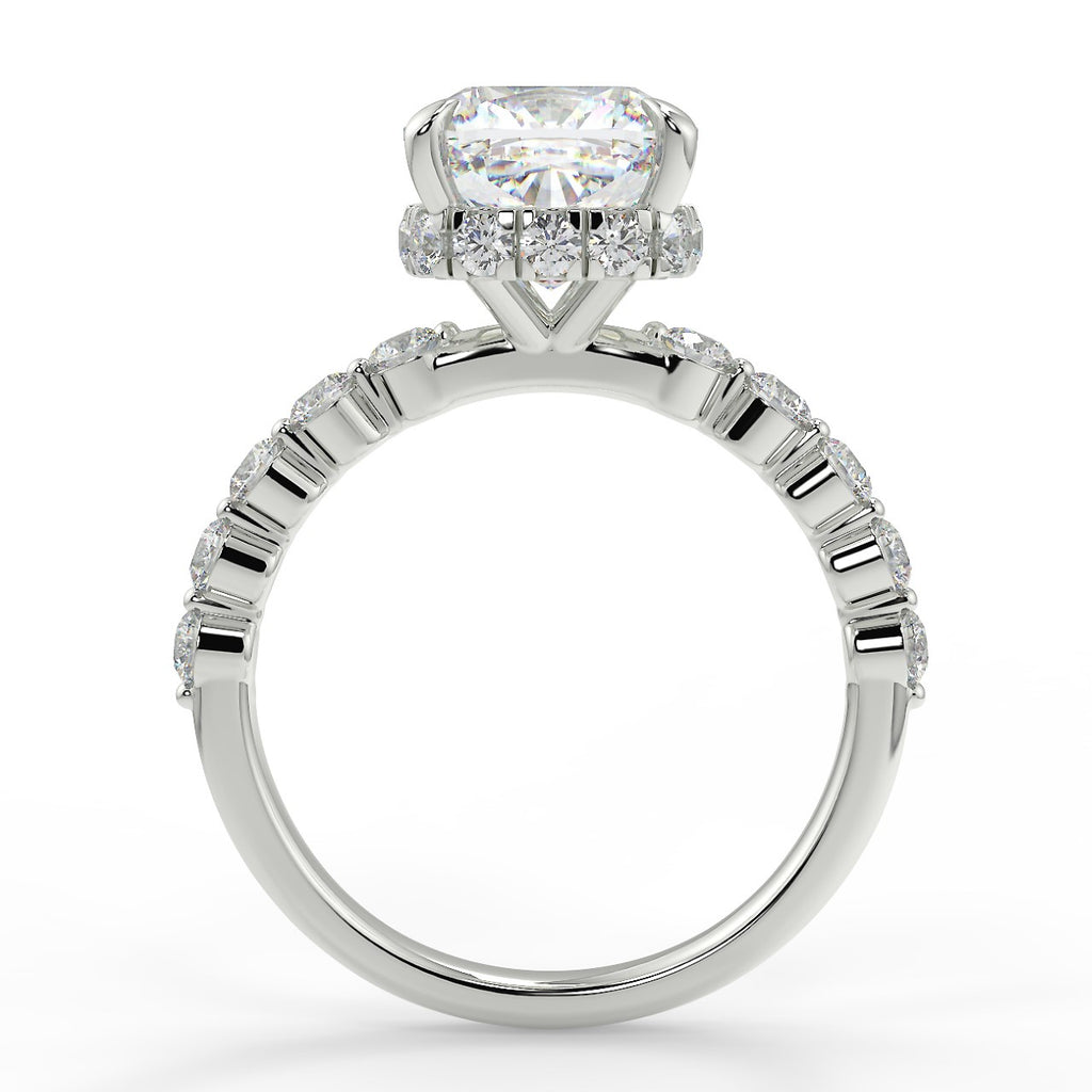 Stunning 1.0 CT Cushion Moissanite Engagement Ring with Hidden Halo & Pave Design 6