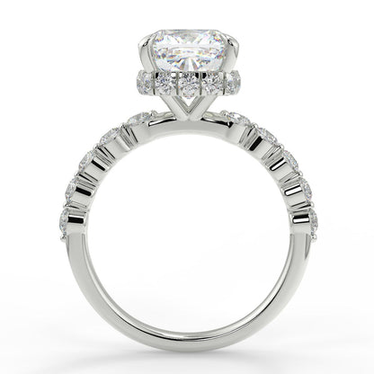 Stunning 1.0 CT Cushion Moissanite Engagement Ring with Hidden Halo & Pave Design 6