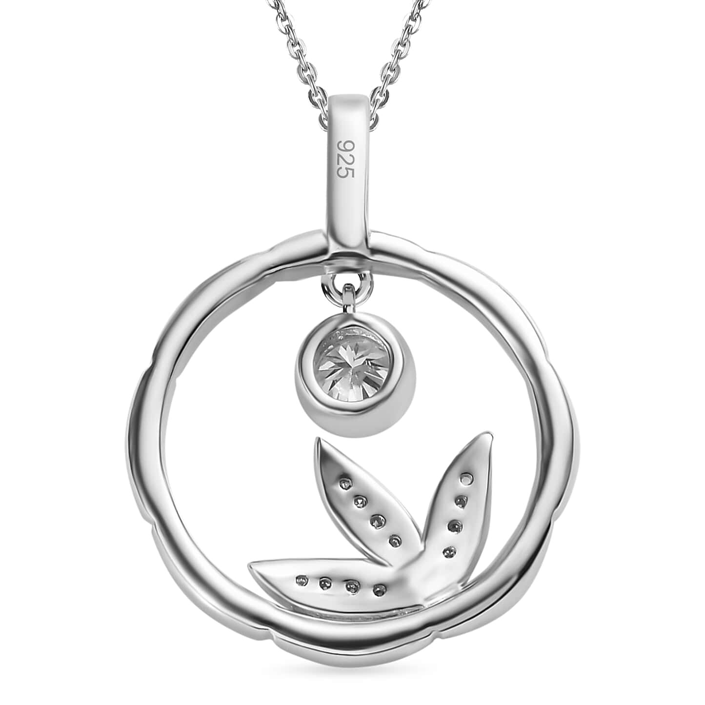 Round Cut Cubic Zirconia in 925 Sterling Silver Necklace 5