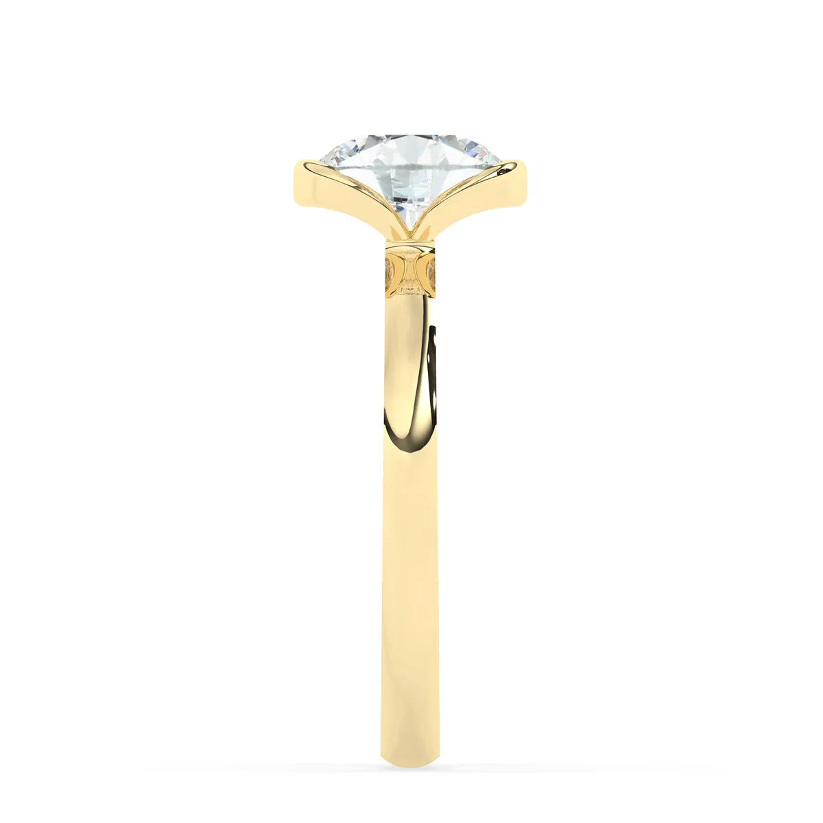 Stunning 2.0 CT Round Moissanite Engagement Ring with Half Bezel Design 4