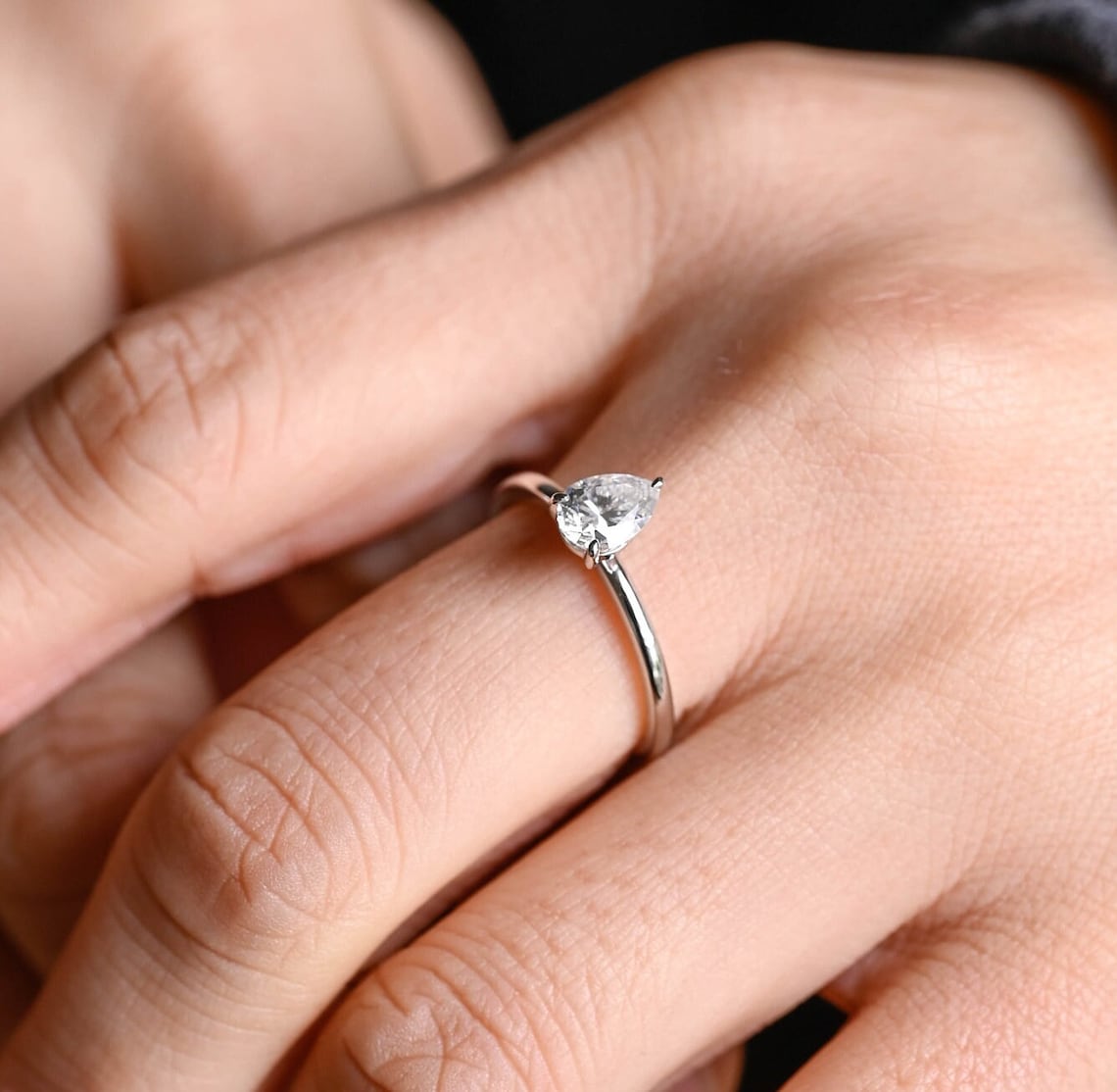 Stunning 3.0 CT Pear Moissanite Engagement Ring with Solitaire Design 9