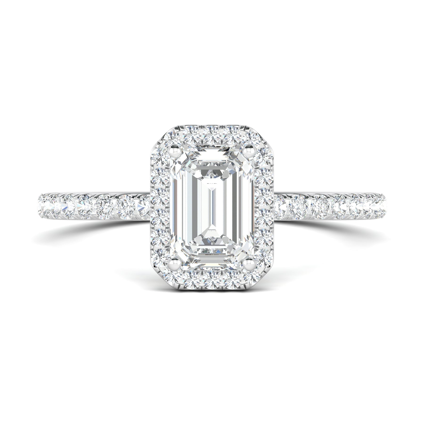Stunning 0.5 CT Emerald Moissanite Engagement Ring With Halo & Pave Design 1
