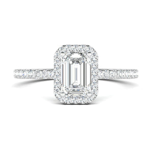 Stunning 0.5 CT Emerald Moissanite Engagement Ring With Halo & Pave Design