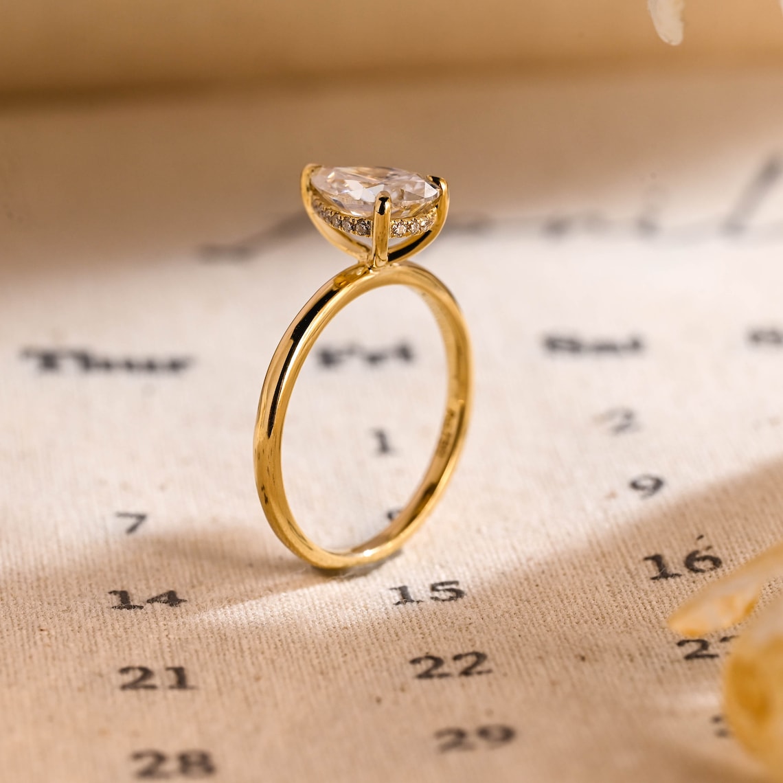 Stunning 3.0 CT Pear Moissanite Engagement Ring with Hidden Halo Design 6