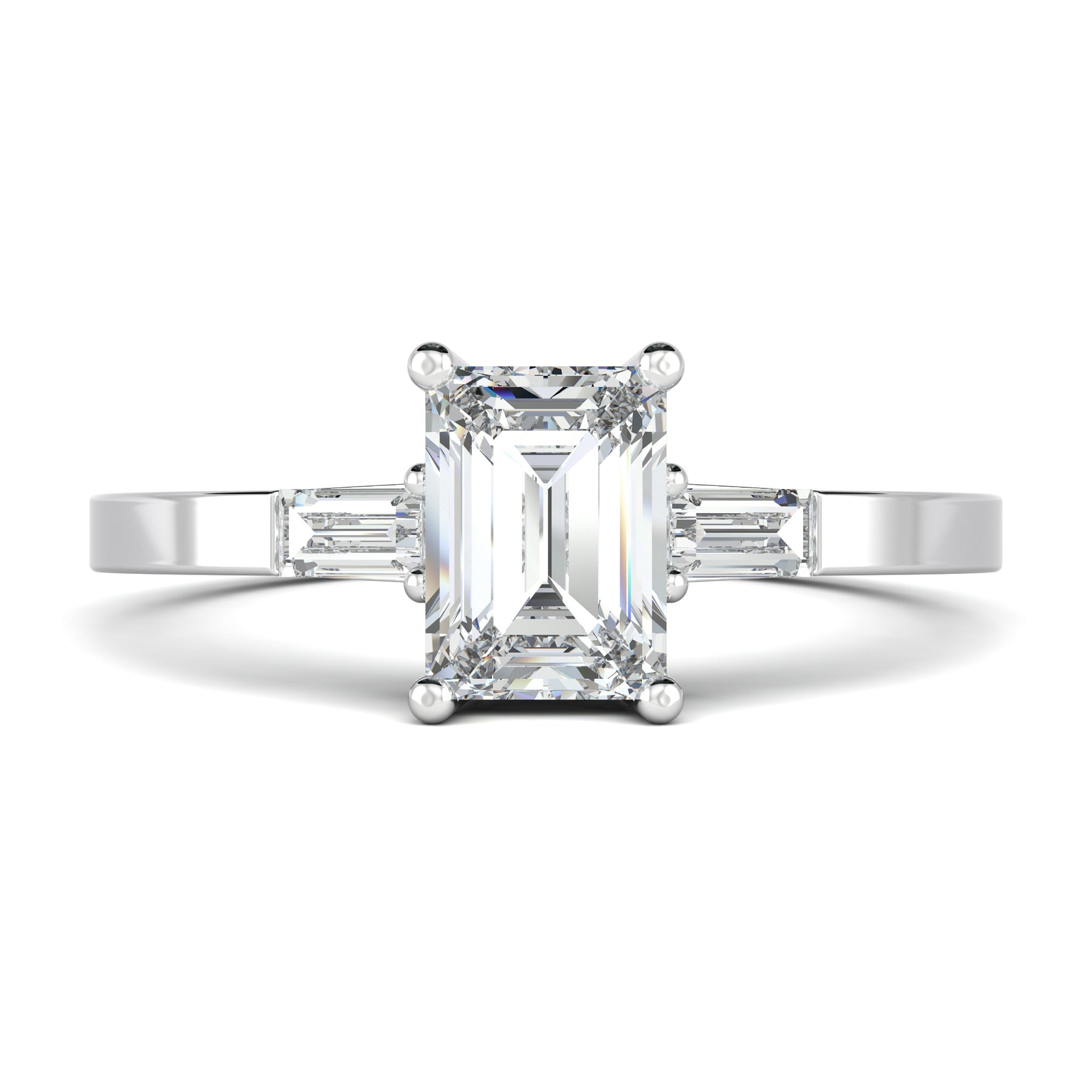 Stunning 0.5 CT Emerald Moissanite Engagement Ring With Three Stone Design 1