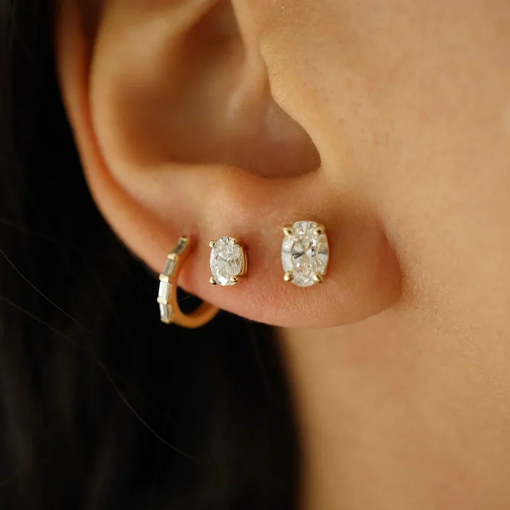 Classic 0.50 TCW Oval Cut Moissanite Stud Earrings in Gold 3