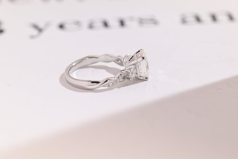 Stunning 1.0 - 2.0 CT Asscher Moissanite Engagement Ring With Twisted Pave Design 9