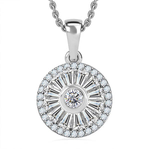 Round Cut Cubic Zirconia in 925 Sterling Silver Necklace