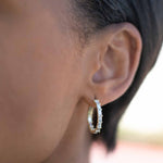 Classic 1.0 TCW Baguette Cut Moissanite Hoops Earrings in Gold 4