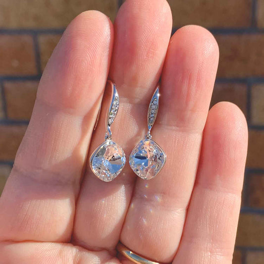 Round Cut Cubic Zirconia in 925 Sterling Silver Earrings 2
