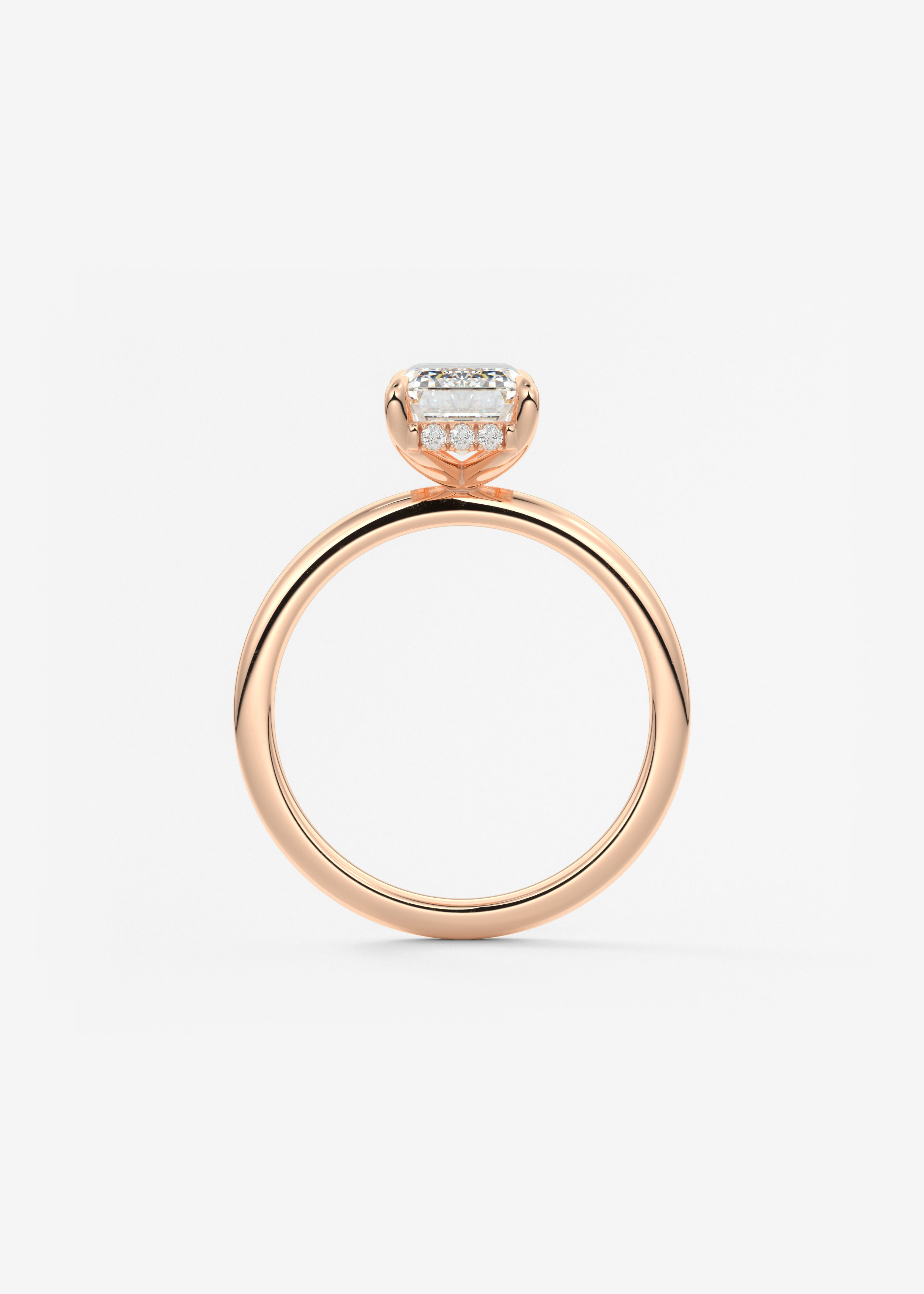 Emerald Hidden Halo Lab Grown Diamond Engagement Ring