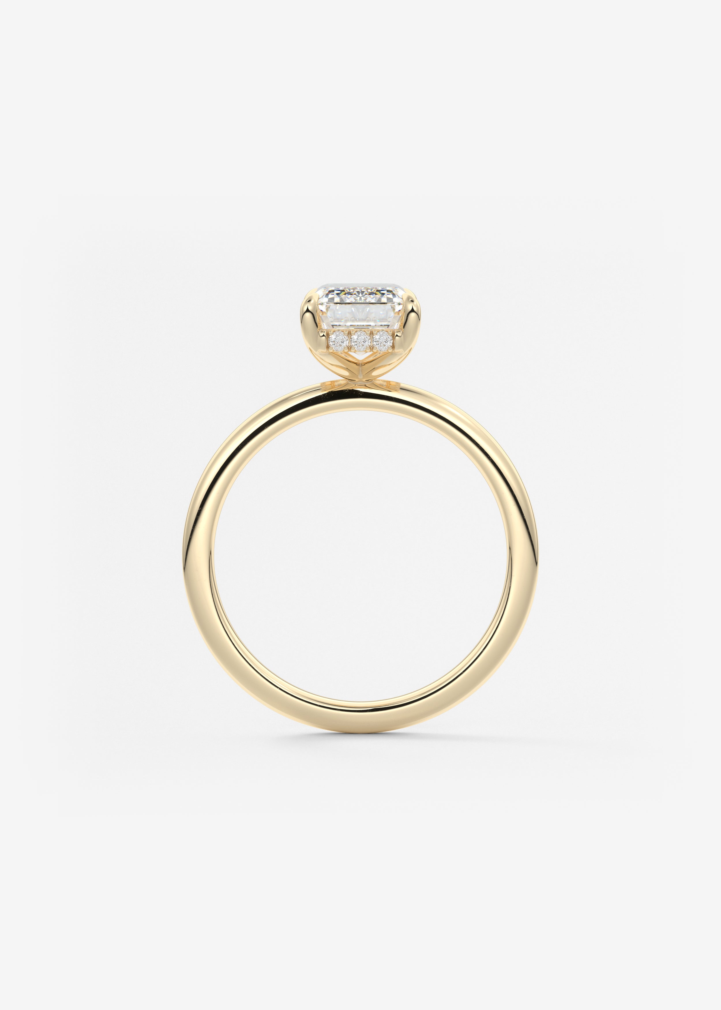 Emerald Hidden Halo Lab Grown Diamond Engagement Ring